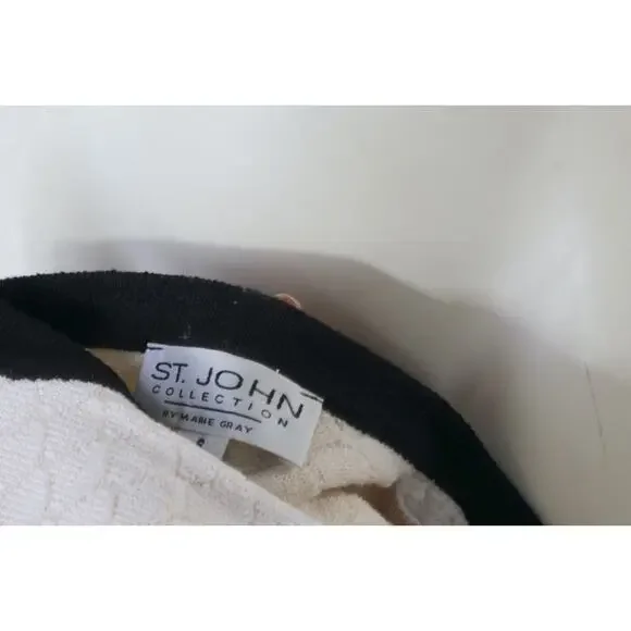 Vintage St. John Collection Knit Cardigan Ivory Black Trim Short Sleeve Size 6 - Picture 16 of 16